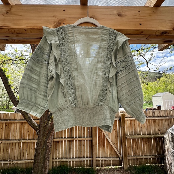 NWT ASTR the Label Anthropologie Faux Wrap Smocked Waist The Wanderer Top med - Picture 10 of 17